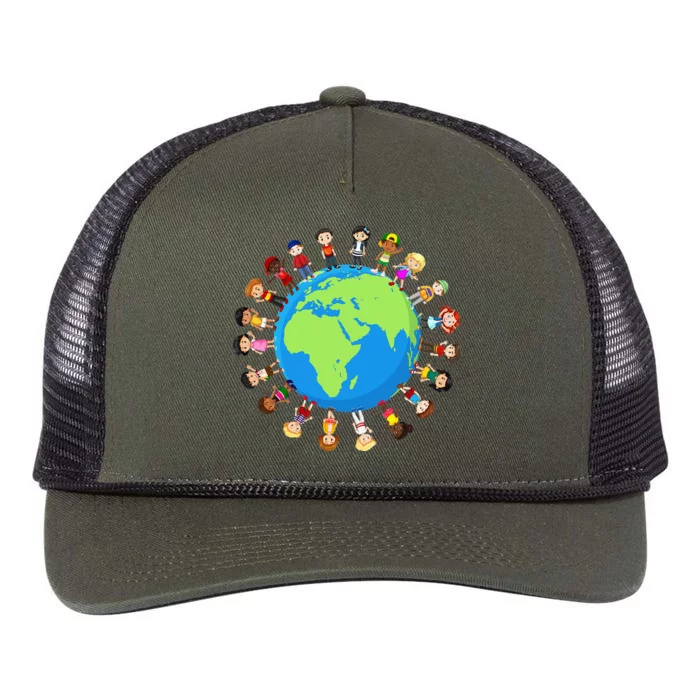 Happy Earth Day Children Around the World Tee Retro Rope Trucker Hat Cap