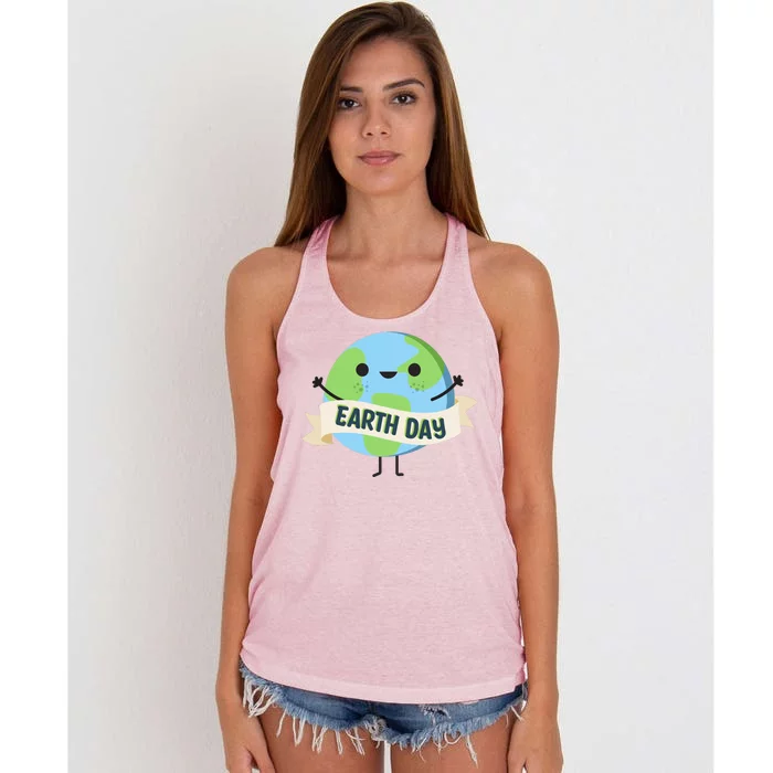 Happy Earth Day Women's Knotted Racerback Tank