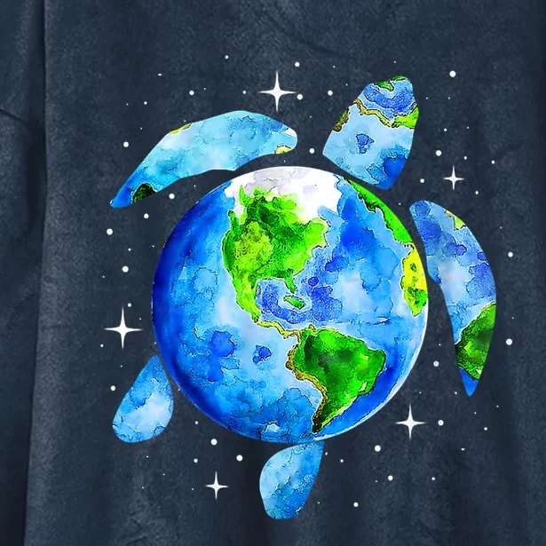 Happy Earth Day Restore Save The Planet Earth Sea Turtle Art Gift Hooded Wearable Blanket