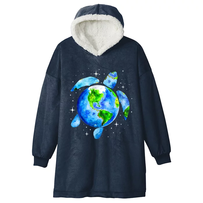 Happy Earth Day Restore Save The Planet Earth Sea Turtle Art Gift Hooded Wearable Blanket