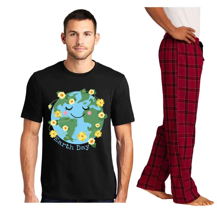 Happy Earth Day Cute Earth With Floral Earth Day 2024 Pajama Set