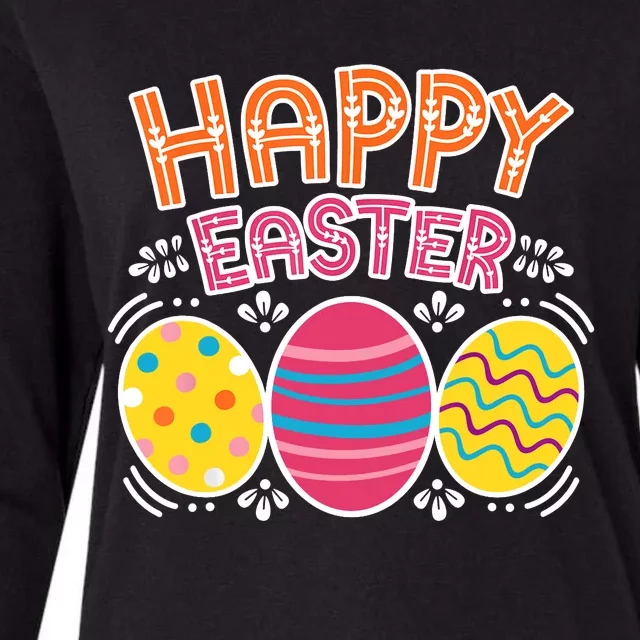 Happy Easter Day Colorful Egg Hunting Womens Cotton Relaxed Long Sleeve T-Shirt