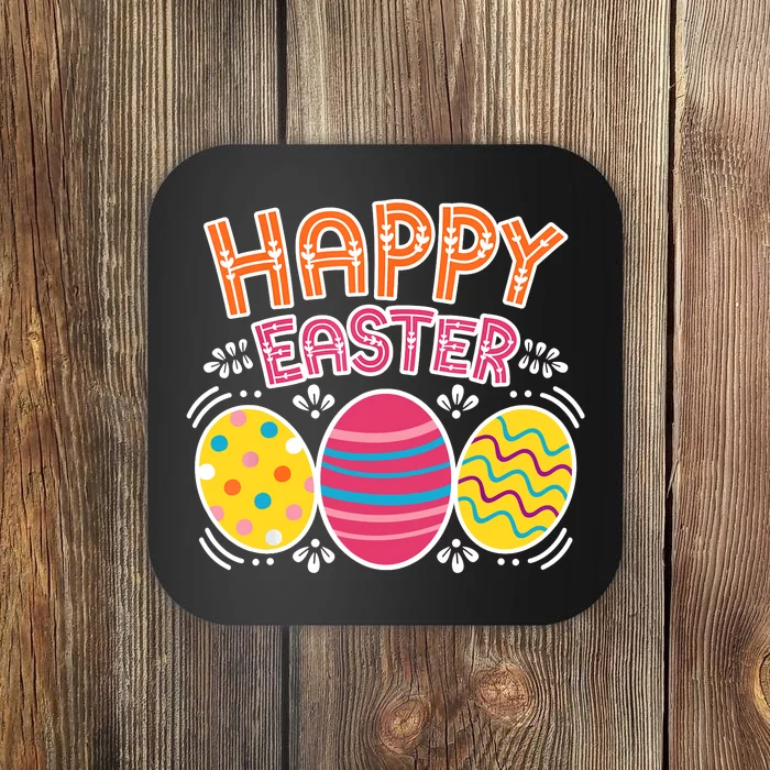 Happy Easter Day Colorful Egg Hunting Coaster