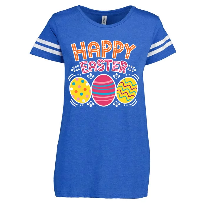 Happy Easter Day Colorful Egg Hunting Enza Ladies Jersey Football T-Shirt