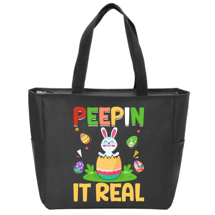 Happy Easter Day Peepin It Real Funny Easter Gift Zip Tote Bag