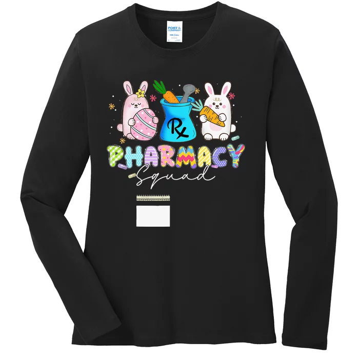 Happy Easter Day Cute Bunny Pharmacist Pharmacy Squad Ladies Long Sleeve Shirt