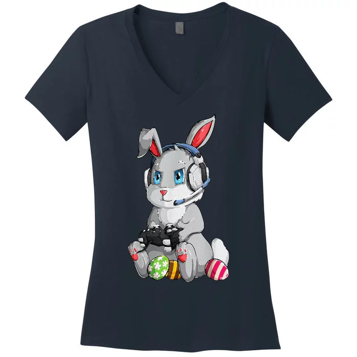 Happy Easter Day Bunny Egg Funny Gamer Women's V-Neck T-Shirt