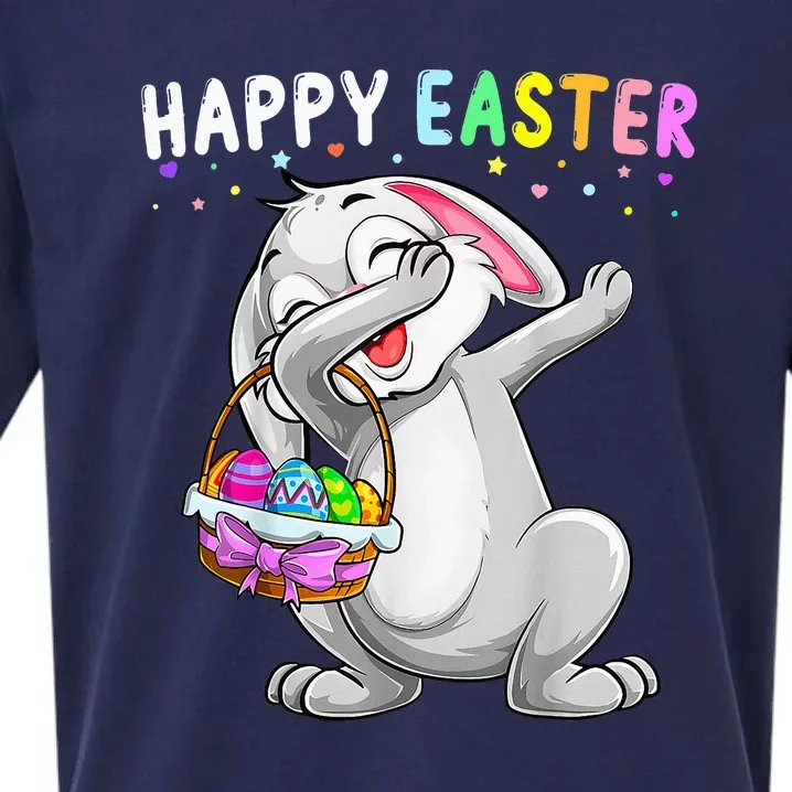 Happy Easter Day Dabbing Rabbit Cute Bunny Egg Sueded Cloud Jersey T-Shirt