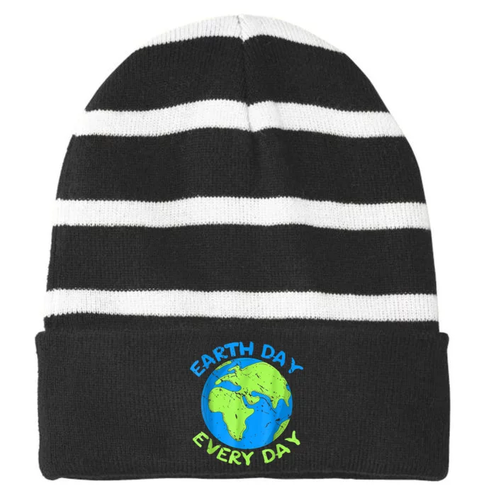 Happy Earth Day Everyday Cute Earth Day 2024 Striped Beanie with Solid Band