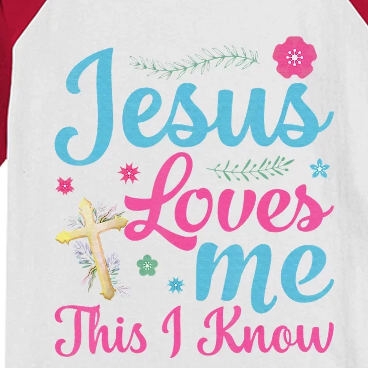 Happy Easter Day Quotes Jesus Loves Me This I Know Kids Colorblock Raglan Jersey