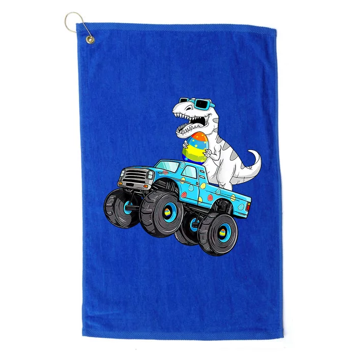 Happy Easter Dinosaur Riding Monster Truck T Rex Platinum Collection Golf Towel