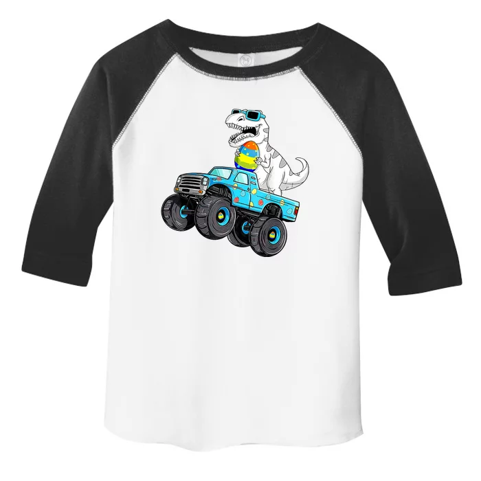 Happy Easter Dinosaur Riding Monster Truck T Rex Toddler Fine Jersey T-Shirt