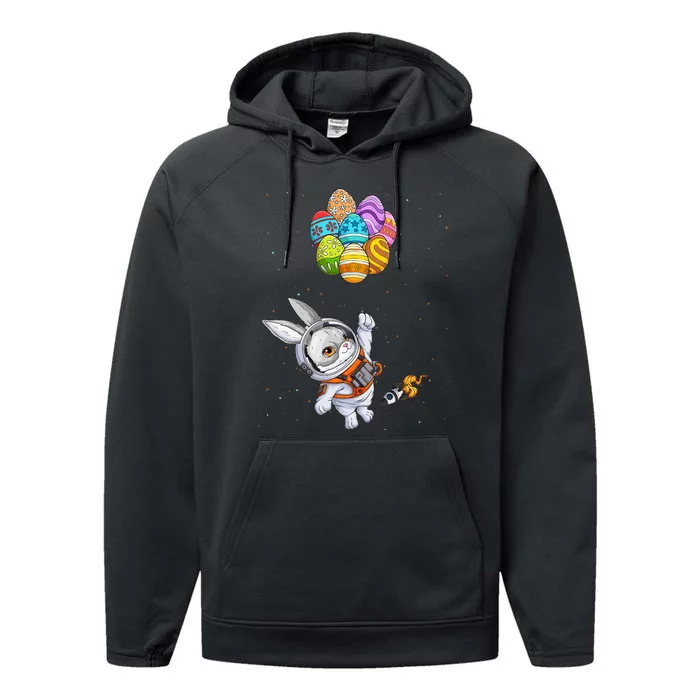 Happy Easter Day Bunny Egg astronaut Space Performance Fleece Hoodie