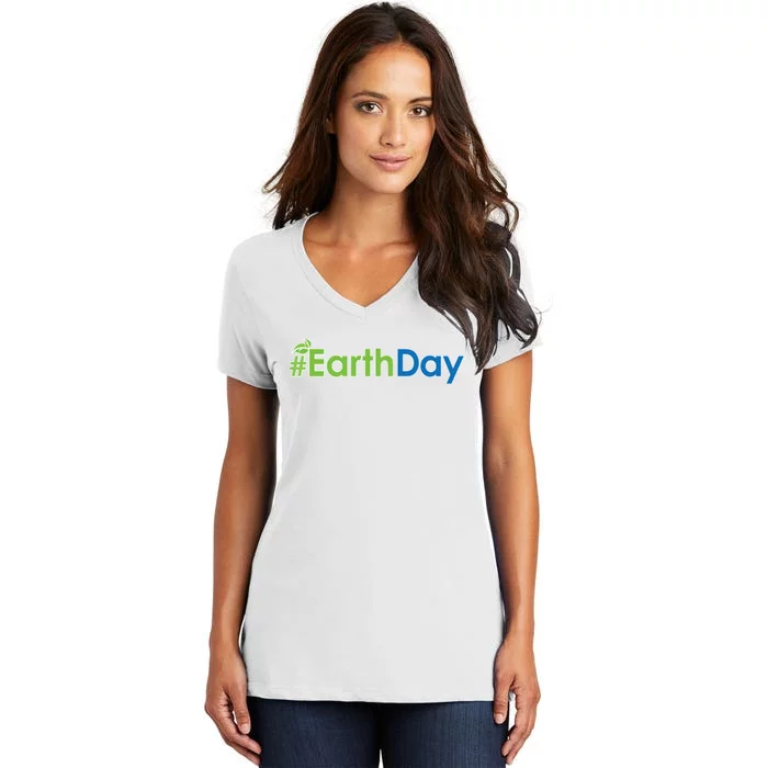 Hashtag Earth Day Awareness Women's V-Neck T-Shirt