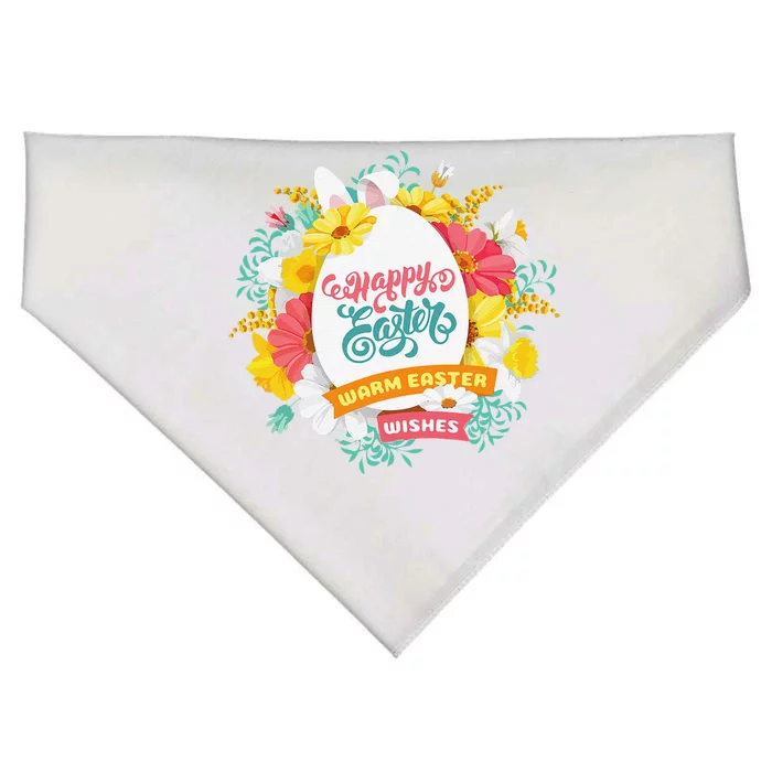 Happy Easters Egg Colorful Wreath Adults USA-Made Doggie Bandana