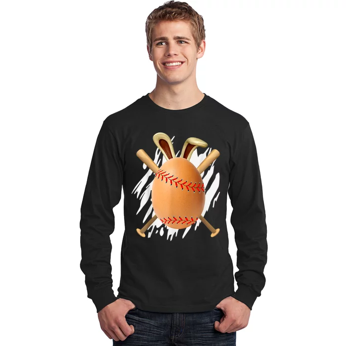 Happy Easter Egg Hunting Cute Baseball Bunny Ears Lover Long Sleeve Shirt