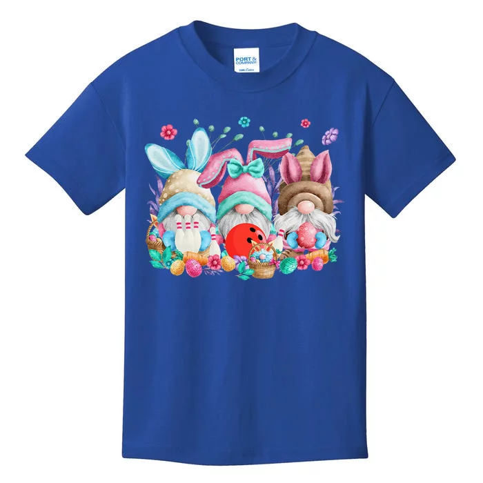 Happy Easter Eggs Bunny Gnomes Bowling Lover Easter Kids T-Shirt