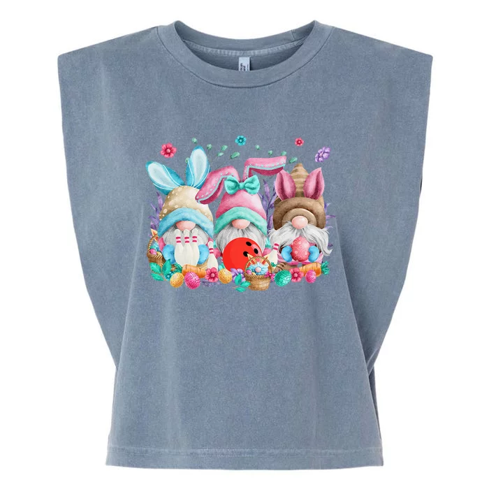 Happy Easter Eggs Bunny Gnomes Bowling Lover Easter Garment-Dyed Women's Muscle Tee