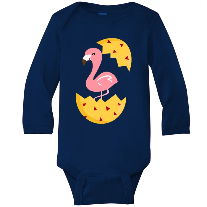 Happy Easter Egg Cute Flamingo Gift Egg Hunt Family Great Gift Baby Long Sleeve Bodysuit