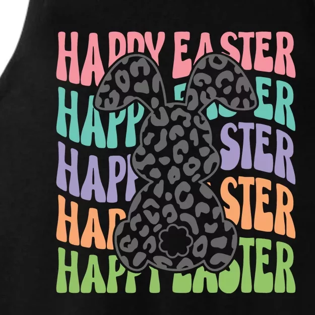 Happy Easter Easter Bunny Leopard Bunny Bunny Retro Matching Family Easter Ladies Tri-Blend Wicking Tank