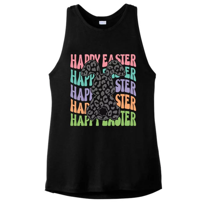 Happy Easter Easter Bunny Leopard Bunny Bunny Retro Matching Family Easter Ladies Tri-Blend Wicking Tank