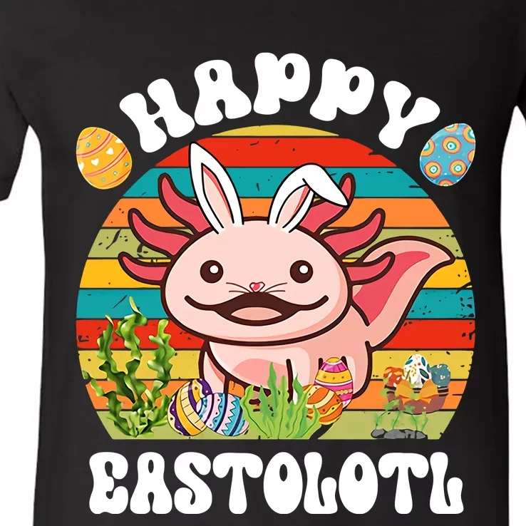 Happy Eastolotl Easter Egg Hunt Bunny Ear Axolotl Easter Day V-Neck T-Shirt