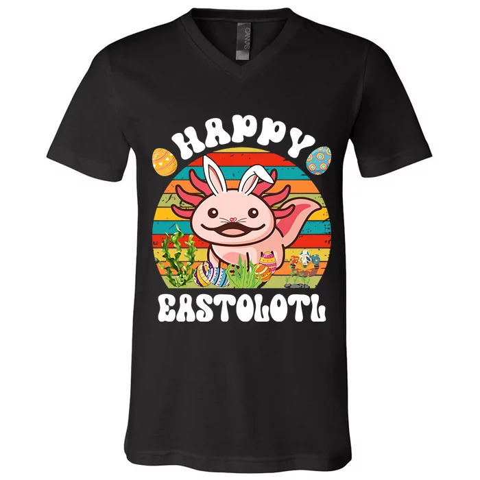 Happy Eastolotl Easter Egg Hunt Bunny Ear Axolotl Easter Day V-Neck T-Shirt