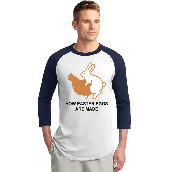 How Easter Eggs Are Made Funny Sarcastic Baseball Sleeve Shirt