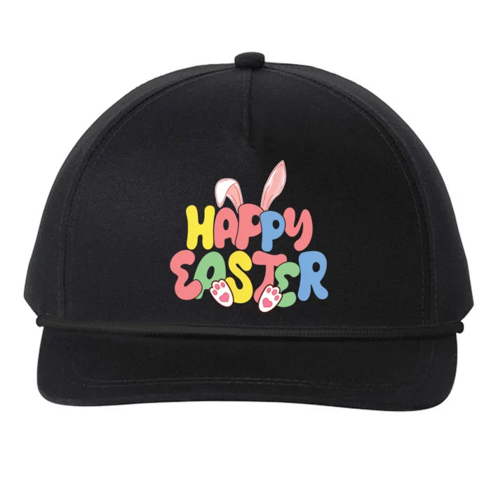 Happy Easter Easter Bunny Ears Easter Egg Hunt Matching Snapback Five-Panel Rope Hat