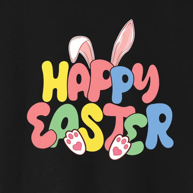 Happy Easter Easter Bunny Ears Easter Egg Hunt Matching Women's Crop Top Tee