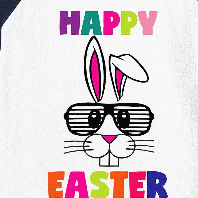 Happy Easter Easter Bunny Costume 80s Shutter Shades Baseball Sleeve Shirt