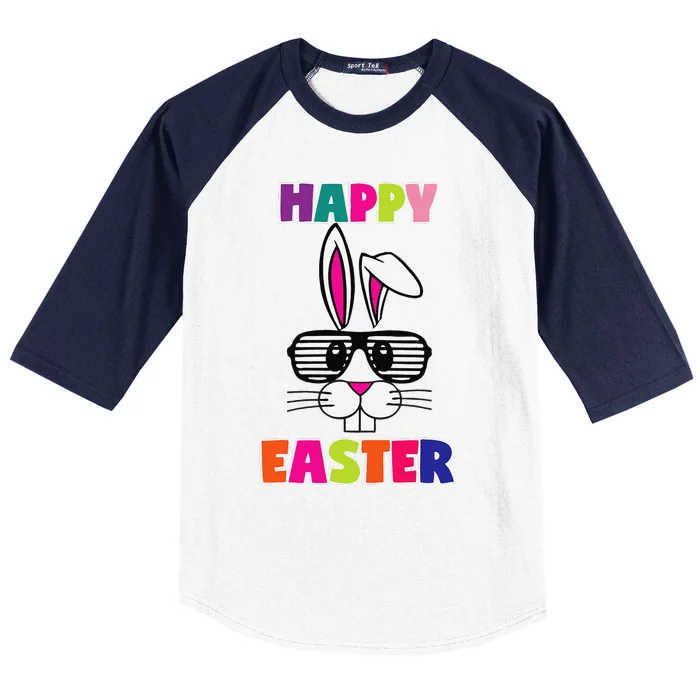 Happy Easter Easter Bunny Costume 80s Shutter Shades Baseball Sleeve Shirt