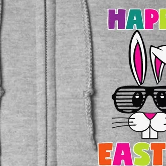 Happy Easter Easter Bunny Costume 80s Shutter Shades Full Zip Hoodie