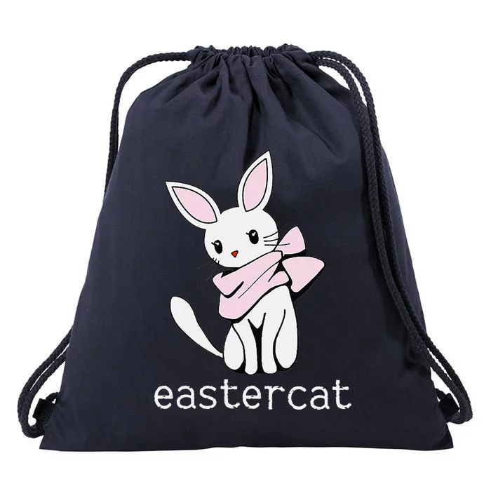 Happy Easter Eastercat Cat With Rabbit Ears Drawstring Bag