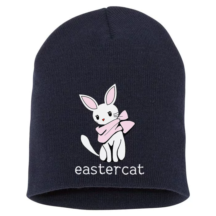 Happy Easter Eastercat Cat With Rabbit Ears Short Acrylic Beanie