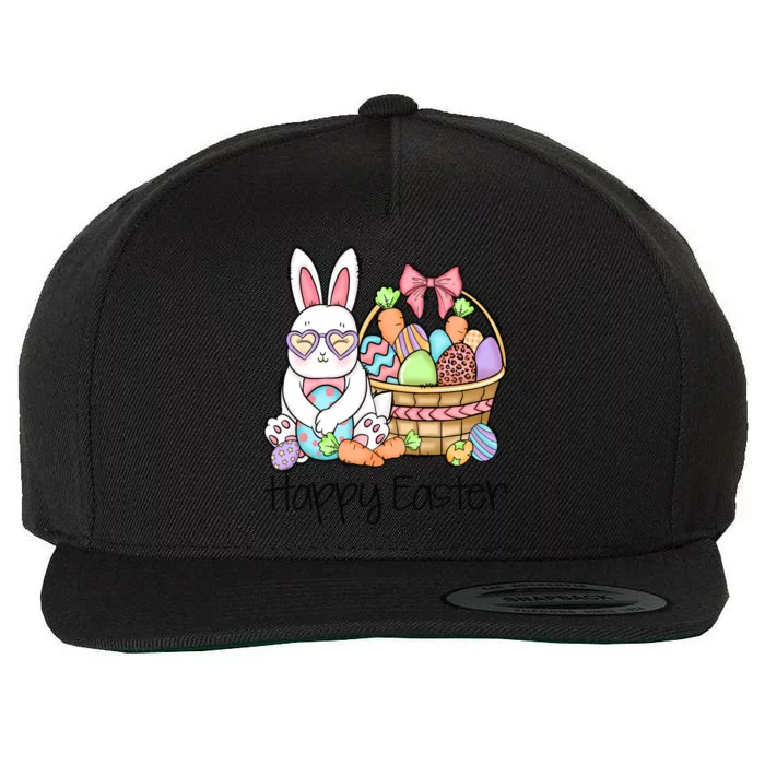 Happy Easter Egg Basket Bunny Ears Easter Day Wool Snapback Cap