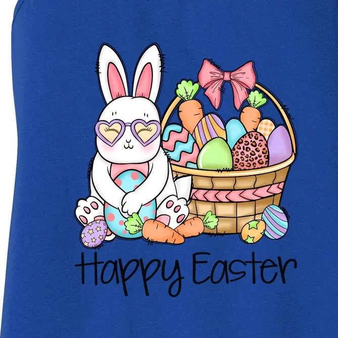 Happy Easter Egg Basket Bunny Ears Easter Day Women's Racerback Tank