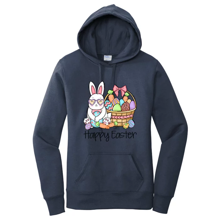 Happy Easter Egg Basket Bunny Ears Easter Day Women's Pullover Hoodie