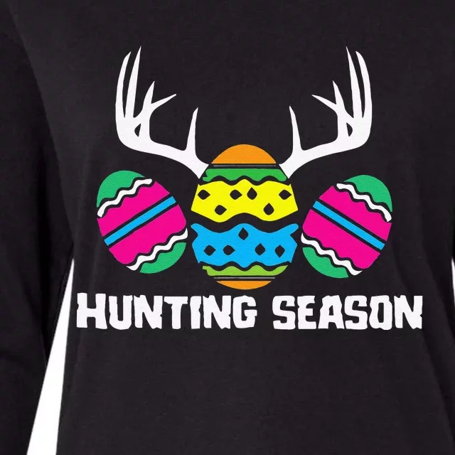 Hunting Eggs Easter Season Deer Antlers Hunter Fun Egg Hunt Womens Cotton Relaxed Long Sleeve T-Shirt