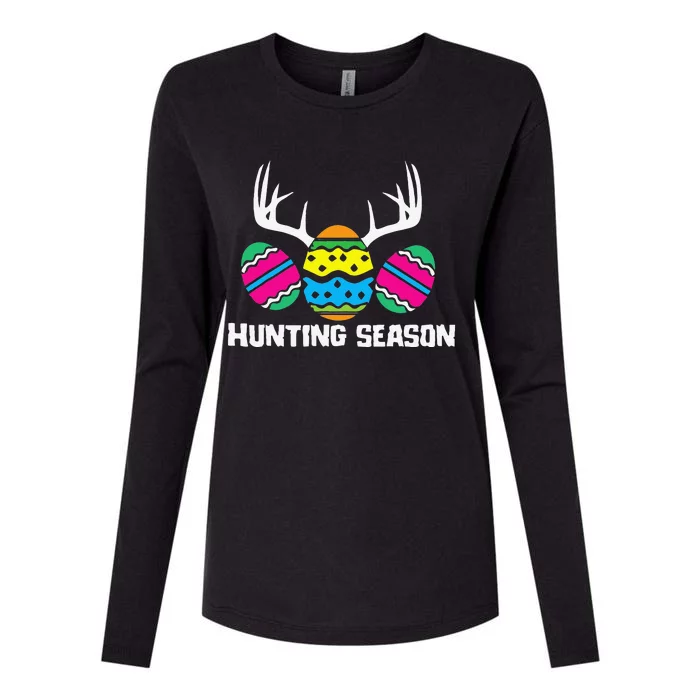 Hunting Eggs Easter Season Deer Antlers Hunter Fun Egg Hunt Womens Cotton Relaxed Long Sleeve T-Shirt