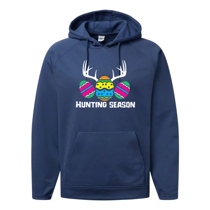 Hunting Eggs Easter Season Deer Antlers Hunter Fun Egg Hunt Performance Fleece Hoodie