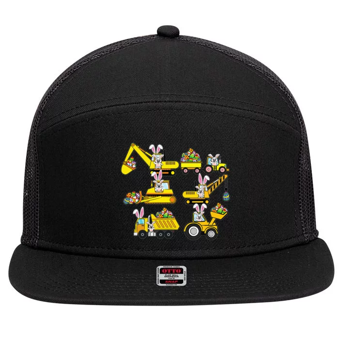 Heavy Equipment Easter Construction Vehicle Egg 7 Panel Mesh Trucker Snapback Hat