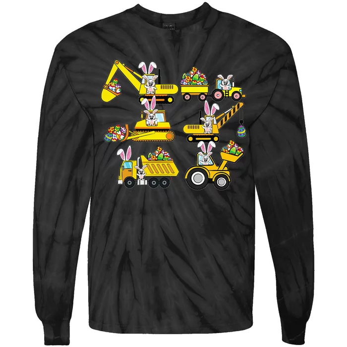 Heavy Equipment Easter Construction Vehicle Egg Tie-Dye Long Sleeve Shirt