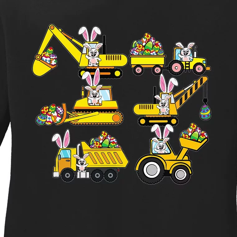 Heavy Equipment Easter Construction Vehicle Egg Ladies Long Sleeve Shirt