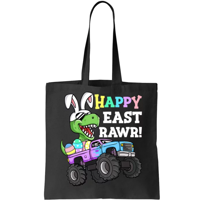 Happy Eastrawr Easter Eggs Monster Truck T Rex Bunny Tote Bag