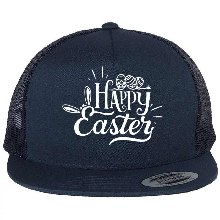 Happy Easter Egg Holiday Flat Bill Trucker Hat