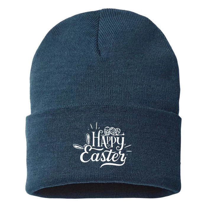 Happy Easter Egg Holiday Sustainable Knit Beanie