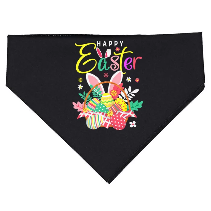 Happy Easter Egg Basket Bunny Ears USA-Made Doggie Bandana