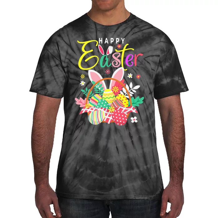 Happy Easter Egg Basket Bunny Ears Tie-Dye T-Shirt