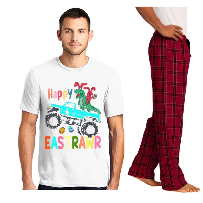 Happy Eastrawr Funny Easter Trex Monster Truck Pajama Set